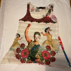 Desiqual “ woman s power” cotton tank top size medium